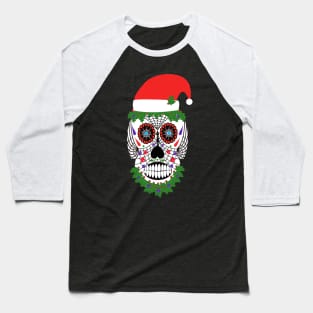 Scary Santa Claus Skeleton Face with Santa hat Baseball T-Shirt